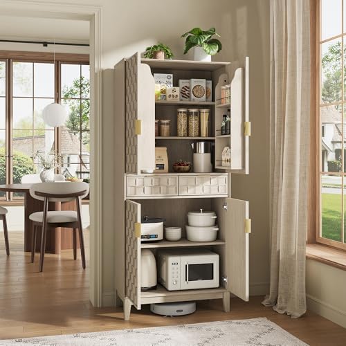 MALOL 71" Tall Pantry Cabinet,Modern Kitchen Cabinet with Doors, Drawers