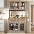 DWVO 71'' Tall Kitchen Pantry Storage Cabinet, Ivory Grey