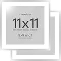 Homeforia 11x11 Picture Frame Silver, High End Metal 11 by 11 Square Frames with Mat 9 x 9 Photo, 11x11 Thin Poster Frame Matted to 9x9 inch Art, Wall Hanging Frame, Tempered Glass, Wall Kit, Set of 2