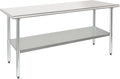 HARDURA Stainless Steel Table 30X72 Inches with Undershelf and Galvanized Legs NSF Heavy Duty Commercial Metel Table for Food Prep