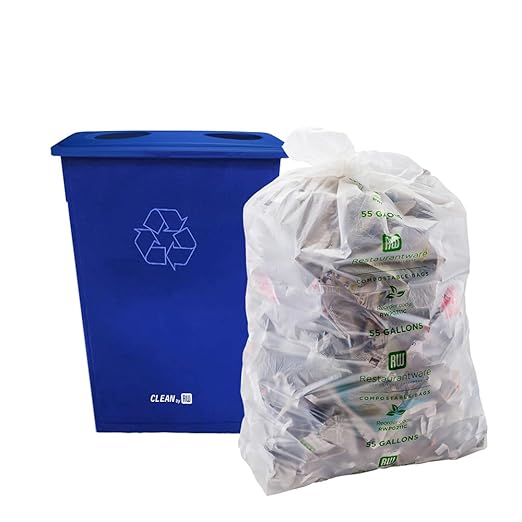 Restaurantware LID ONLY: RW Clean 1 Recycling Can Lid, Fits 23 Gallon Trash Can - Two Bottle/Can Openings, Blue Plastic Lid For Waste Basket, Heavy-Duty, Trash Can Sold Separately