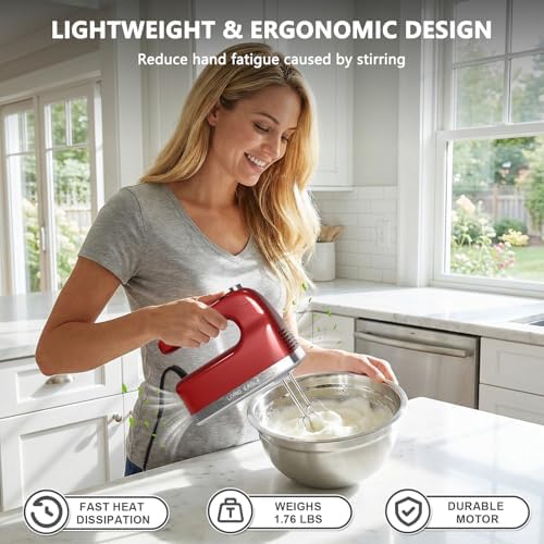 Lord Eagle 9-Speed Digital Hand Mixer Electric Handheld, 500W DC Motor