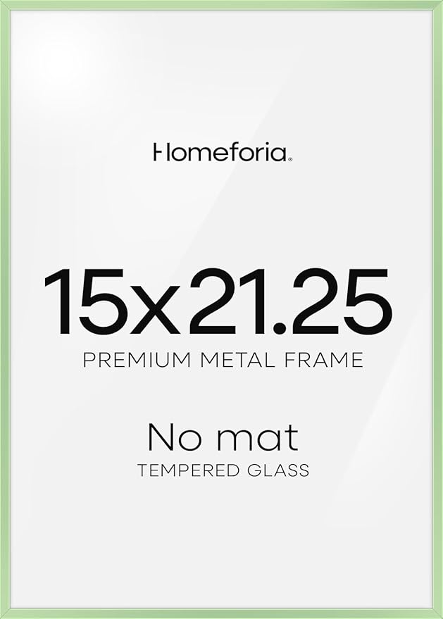 Homeforia 15x21.25 Sage Green Puzzle Frame, High End Metal 15 x 21.25 Picture Frames without Mat, 21.25x15 Thin Poster Frame for Wall, 15by21.25 Puzzle Photo Frames, Tempered Glass, Wall Kit, Set of 1
