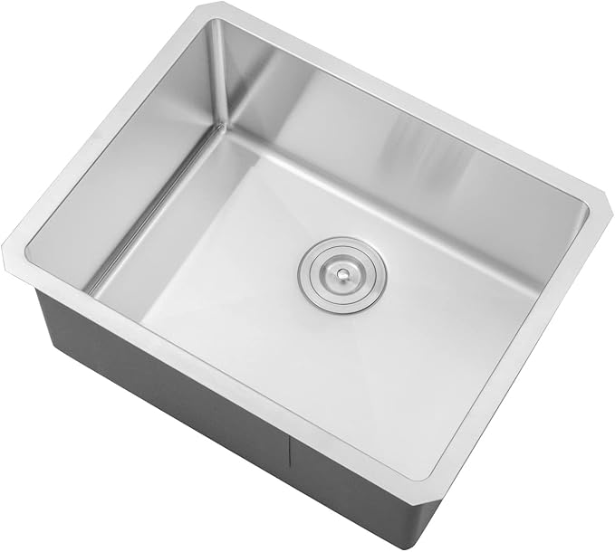 23 in. x 18 in. x 10 in. 16-Gauge Stainless Steel Undermount Single Bowl Kitchen Sink with Strainer