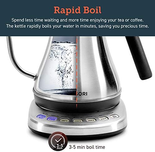 Cosori Gooseneck Electric Kettle with Temperature Control, 0.8L, Silver - Image 5
