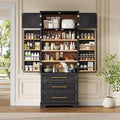 Ball & Cast 78" Tall Farmhouse Kitchen Pantry Cabinet,Freestanding Storage Cabinet with 8 Door Shelves, 3 Adjustable Shelves & 3 Large Drawers, Kitchen Pantry Cupboard for Dining Room, Bathroom, Black