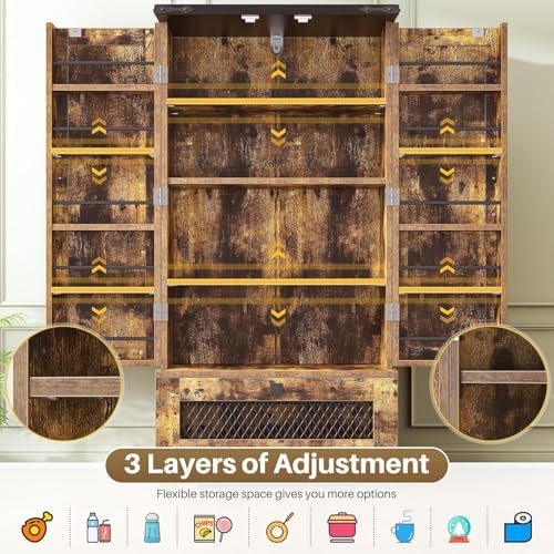 kepptory 47" Farmhouse Pantry Cabinet with Barn Door & Large Drawer