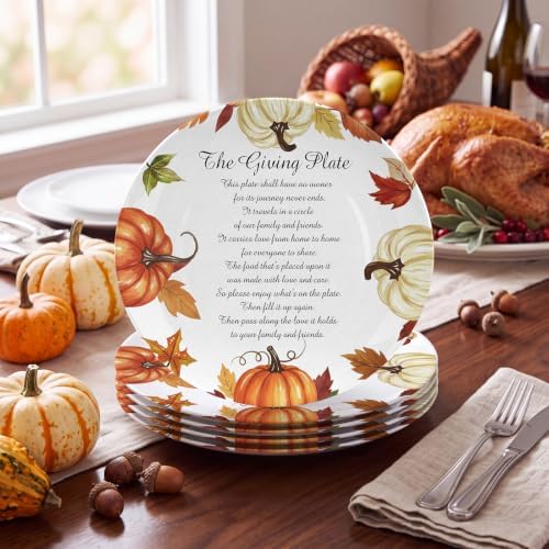 Sliner 4 Pcs Melamine Thanksgiving Pumpkin Plates Fall Dinnerware 10 Inch