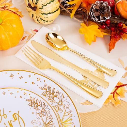 Hioasis 175pcs Thanksgiving Plastic Plates 10.25"