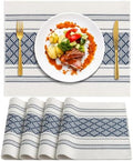 ADRIMER Placemats Set of 4, Boho Table Mats Cotton Blend, Durable Cloth Table Placemats Machine Washable, Rustic Place Mats for Dining Kitchen Table, 14 x 18 Inch, Blue
