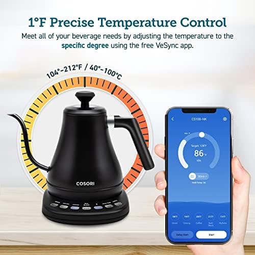 Cosori Smart Gooseneck Electric Kettle, App & Temperature Control, 0.8L - Image 4