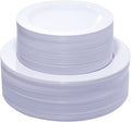 KIRE 120PCS White Plastic Plates - Heavy Duty White Disposable Plates for Party/Wedding - Include 60Pieces 10.25inch Dinner Plates - 60Pieces 7.5inch Dessert/Salad Plates