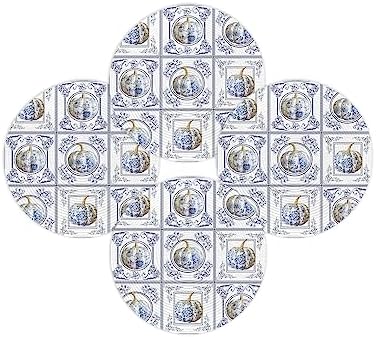 Fall Round Placemats Set of 4 Flower Pumpkin Thanksgiving Place Mats Washable Woven Placemat Blue Floral Circle Braided Table Mat for Kitchen Dining Table Holiday Party Autumn Decorations 13 Inch
