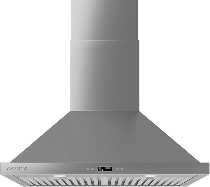 CAVALIERE Wall Mount Range Hood 30 Inch, 3-Year Warranty, Value-Focused 462 CFM Enhanced Stainless Steel, Ducted/Ductless Range Hood Convertible (Kit Included) LED Lights, Baffle Filter, Touch Control