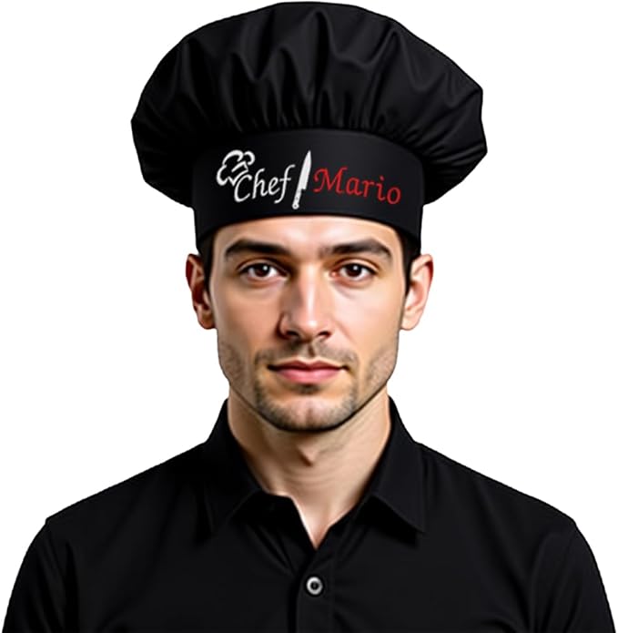 The Apron Place Adjustable Professional Chef Hats, Multiple Personalized Embroidered Designs to Choose from, Made in The USA