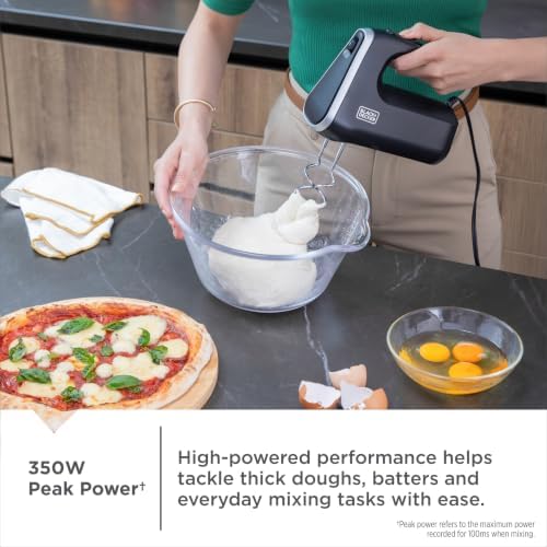 BLACK+DECKER Performance Helix 3.0 Hand Mixer, 350W, 5 Speeds, Black