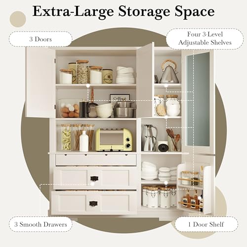 Merax 63'' Kitchen Pantry Storage Cabinet, Freestanding Buffet Cabinet