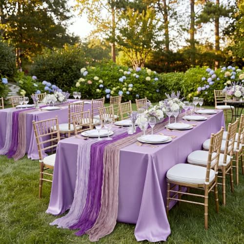 6 Pcs Lavender Dusty Purple Cheesecloth Table Runner 118"