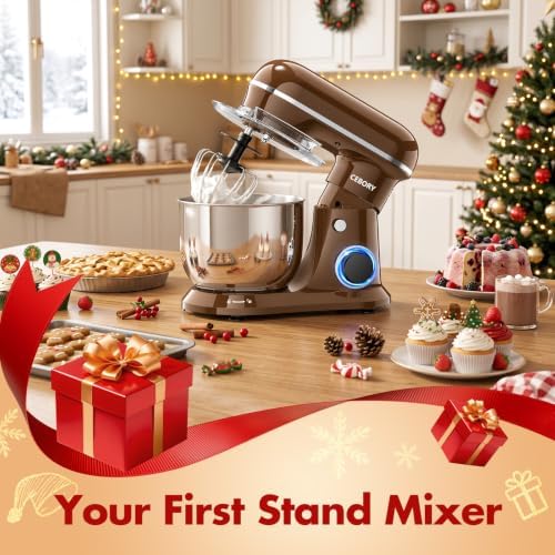 CEBORY Stand Mixer, 4QT 10+P-Speed Electric Kitchen Mixer with Bowl