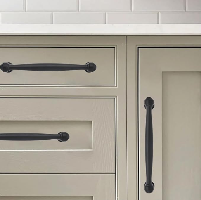 khtumeware 2 Pack 12 Inch(305mm) Black Cabinet Pulls Black Kitchen Matte Black Cabinet Handles Kitchen Cabinet Hardware for Cupboard Drawer Handles Dresser Pulls