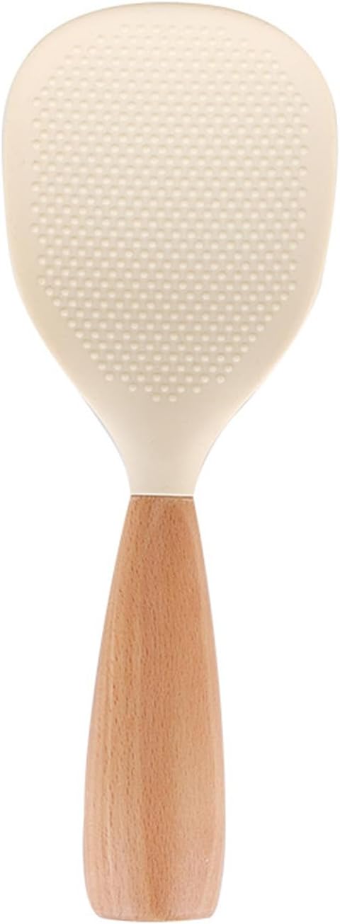 1pcs vertical heat-resistant silicone rice cooker spoon, non stick cooking spoon, anti scald kitchen tool, household electric shovel heat-resistant and anti scald rice spoon (beige)