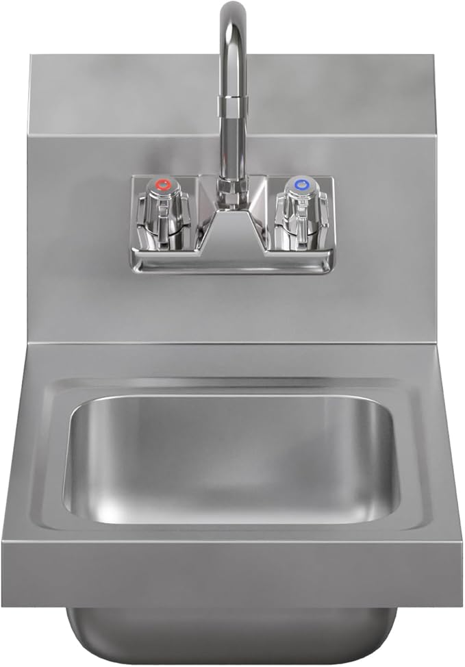 AmGood Stainless Steel Wall Mount Hand Sink | NSF | Commercial Hand Washing Basin For Restaurant, Kitchen and Home (12" x 16")
