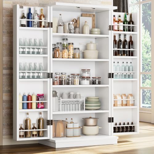 Shintenchi 47'' Kitchen Pantry Cabinet, 5-Layer Storage Cupboard, White