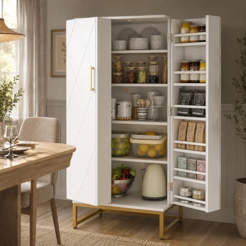 kepptory 51” Kitchen Pantry Storage Cabinet with Diamond Design