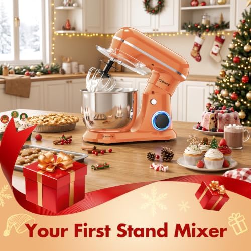 CEBORY Stand Mixer, 4QT 10+P-Speed Electric Kitchen Mixer with Bowl