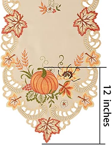 Simhomsen Thanksgiving Harvest Pumpkins Table Runners for Autumn Or Fall Decorations, Embroidery (14 × 54 Inches)