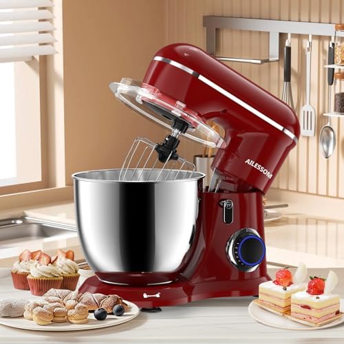 Stand Mixer, 6.5QT Household food mixer, 10-Speed Tilt-Head Electric Kitchen Mixer with 304 Stainless Steel Bowl, Dough Hook, Whisk & Beater, Splash Guard, Ideal for Baking Bread, Cake & Whipping