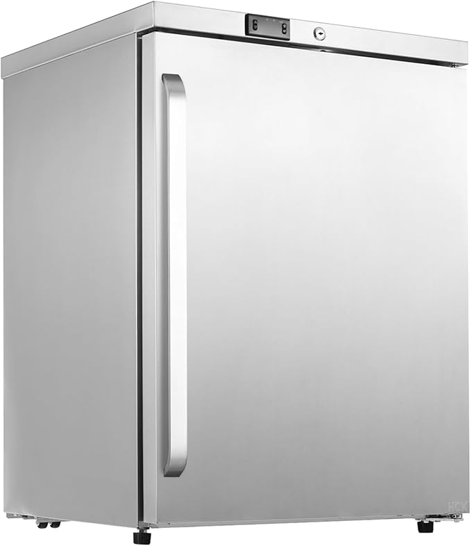 HCK Freezer, Undercounter Refrigerator with Stainless Steel Body, Electronic Temperature Control, Lockable Door, 3 Movable Baskets, Built Design for Home and Commercial Use,-11.2°F to 3.2℉, 4.1 Cu.ft.