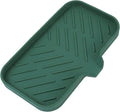 Silicone Bathroom Soap Dishes with Drain Spout-Bathroom and Kitchen Sink Organizer,Sponge Holder,Dish Soap Tray,Perfect for Dispenser,Scrubber,Bottle,Cup on Sink or Counter-Green 9.6"×5.3"