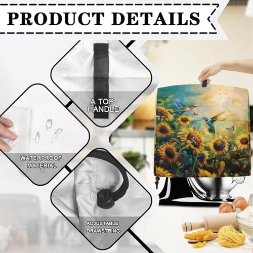 Hummingbird Flower Mixer Cover for 4.5-5 Qt Stand Mixer Kitchen Counter Food Processor Covers Dust Protection Stand Coffee Maker Cover