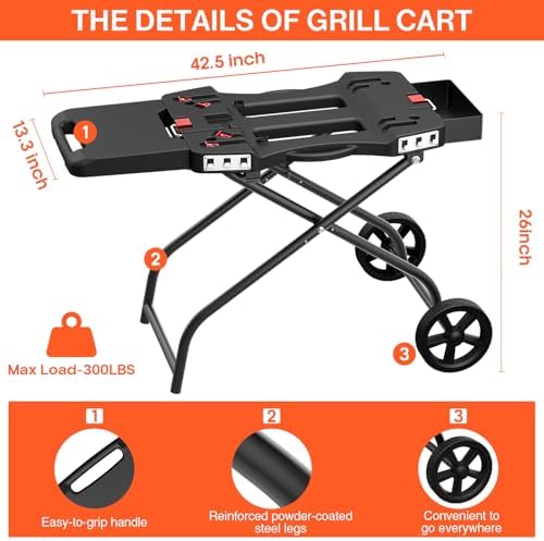 Outdoor Grill Stand for Weber Q1200, Q1000, Q2200, Q2400, Portable Grill Cart for Blackstone 17"& 22" Table Top Griddles, for Weber Grill,Griddle Stand for Blackstone,for Travel and Camping