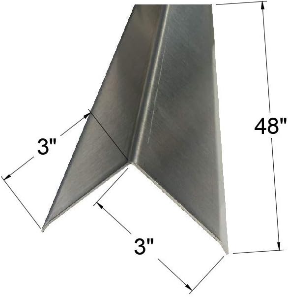 Brushed 304 Stainless Steel Corner Guards, 48" Wall Protectors, 20ga & 16ga, Available in 1/2" to 4", Multi-Pack Options (1, 2, 5, or 10) (1, 3 x 3, 16ga, with Hug Edges)