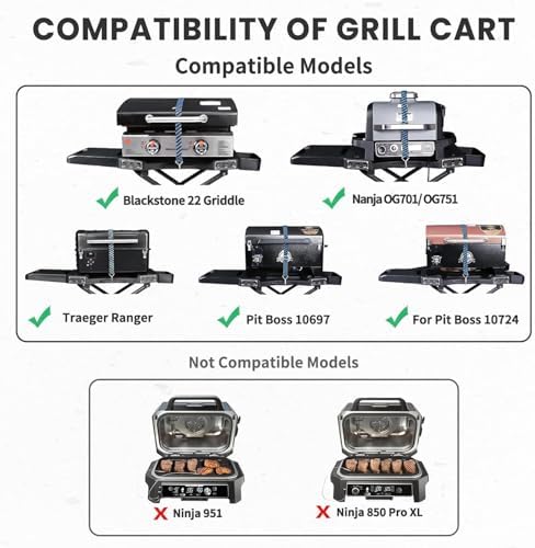 Hisencn 42.5" x 13.3" Outdoor Foldable Grill Stand for Ninja Woodfire Grill
