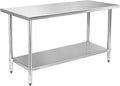 STABLEINK NSF Stainless Steel Table 30 x 60 Inches 5ft Metal Prep & Work Tables with Adjustable Undershelf, for Commercial Kitchen, Restaurant, Hotel, Laundry Room and Garage