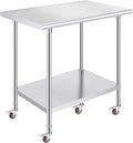 OSTBA Stainless Steel Table for Prep & Work 24x48 Inches with Casters Wheels, NSF Metal Commercial Heavy Duty Table with Adjustable Undershelf for Restaurant Kitchen Home and Hotel