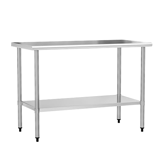 Stainless Steel Table 24 x 60 Inches Metal Food Prep Worktable with Adjustable Undershelf for Kitchen, Outdoor, Restaurant, Bar & Garage