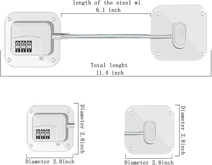 Refrigerator Lock (4 Pack), Heavy Duty Combination Fridge Lock, for Fridge, Cabinets, Window, Drawers and Child Safety Cabinet Lock, Strong Non-Marking Adhesive No Drilling (White)