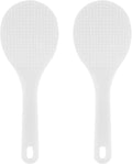 2 Pcs Plastic Kitchen Utensil Set, Non-Stick Serving Scoop and Heat-Resistant Cooker Spatula for Grains, 7.87 Inch (White)