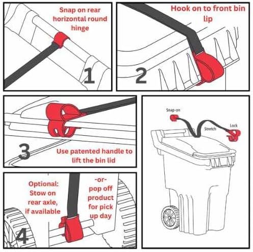 Original BinClaw ONE-Handed Trash Can Lock – The ONLY One with The Handle! Keep Hands Clean. No Drilling - No Tools. Trash Can Lid Lock Security