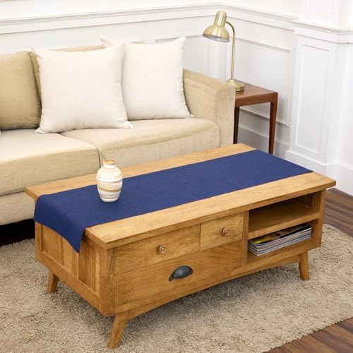 Solino Home 100% Pure Linen Table Runner Chambray Navy, Athena 14 x 48 in