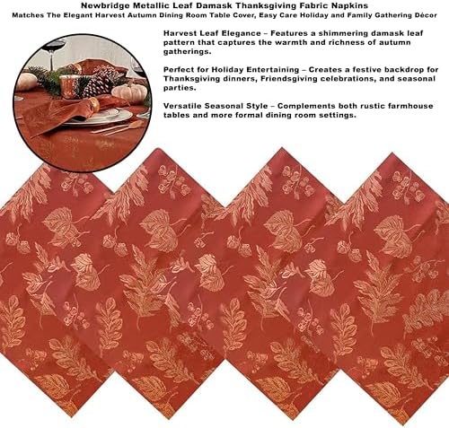 Newbridge Fall Damask Tablecloth Rust Gold 60 x 102 Inch Rectangle