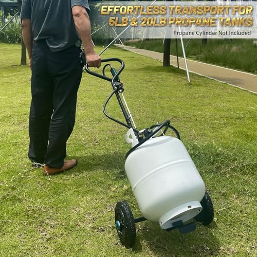 GasBRUH Portable Propane Tank Dolly with Wheels, Propane Tank Cart for Weed Torch,BBQ, Fire Pit, Heater, Cart for 20lb, Gas Trolley for weed burner (Torch and Cylinder Not Included)