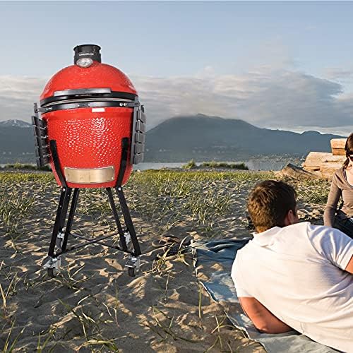 Rolling Cart for Kamado Joe Classic Accessories,Kamado Joe Parts Rolling Nest with Heavy Duty Locking Caster Wheels Powder Coated Steel Rolling Outdoor Cart for Kamado Joe Classic Grill Stand