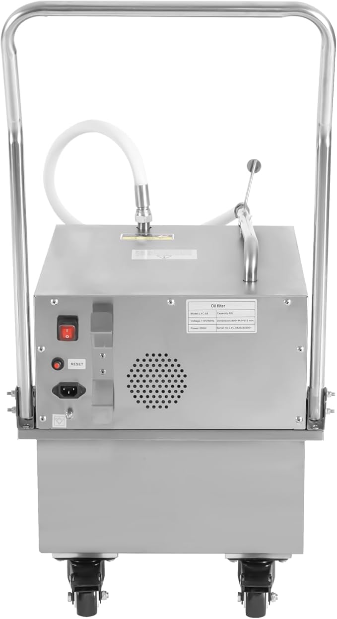 Mobile Fryer Filter Machine, 550W 14.53 Gallon Oil Filter Cart with 8.45Gal/min Oil Filtration Speed Oil Filtration System for Restaurant Burger Stores