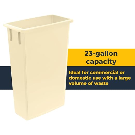 3 Pack 23 Gallon Waste Bin, Heavy-Duty Trash Can, Slim Rectangular Garbage Bin, Durable Waste Container, Recycling Bin, Plastic Wastebasket for Kitchen, Garage, Hotels, Restaurants, Office