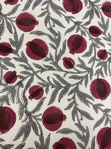 Ridhi Floral Block Print Round Placemats 15 Inch, Set of 4, Sangria Red